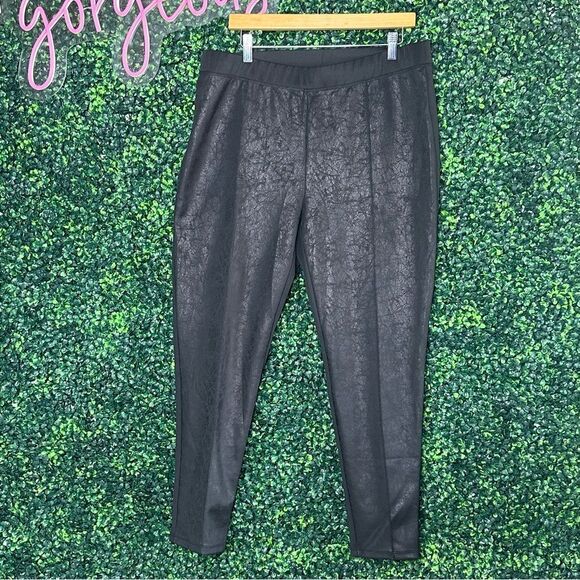 Jones New York Black Embossed Leggings Sz XL - Picture 1 of 5